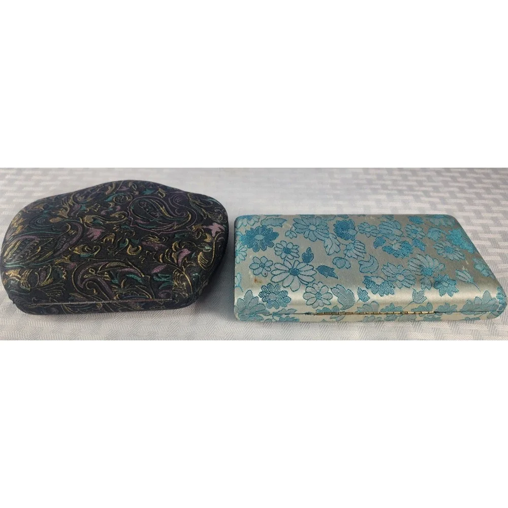Lot Of 2 Vintage Decorative Fancy Clam Jewelry Rings & Earrings Boxes